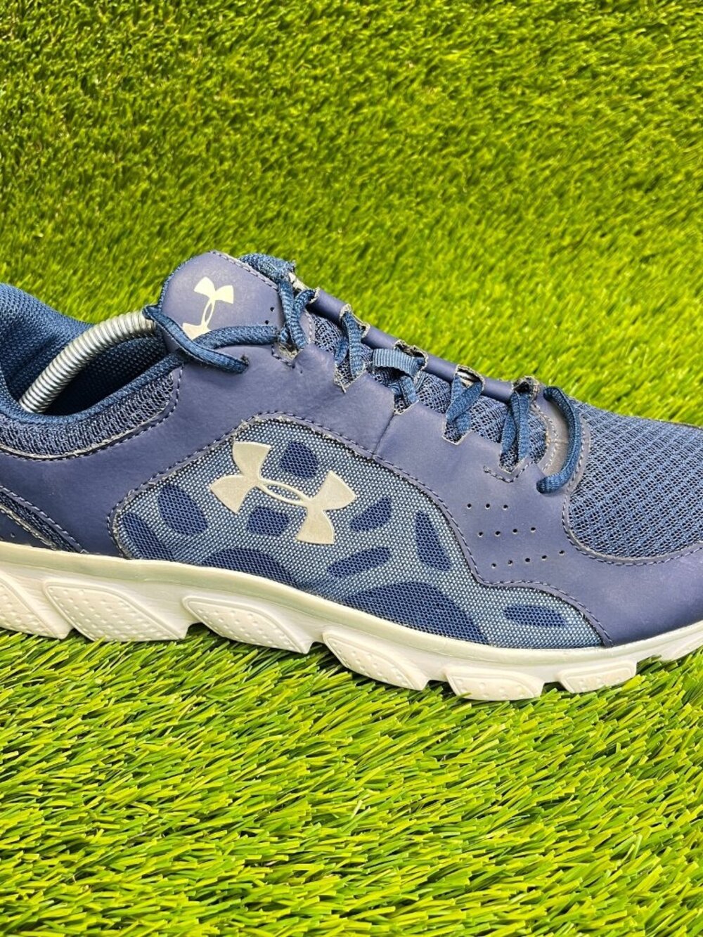 Under Armour Micro G Assert IV Mens Size 11 Blue White Running Shoes Sneakers